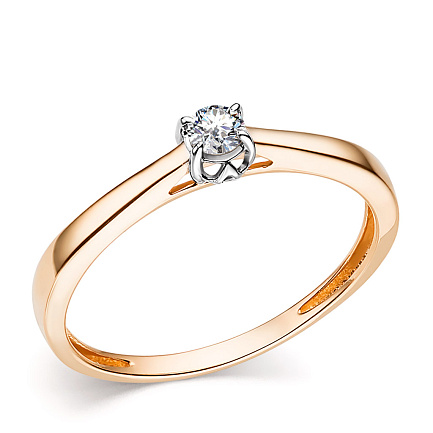 Кольцо из красного золота с бриллиантом