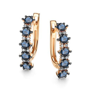 Серьги с английским замком из красного золота с бриллиантом