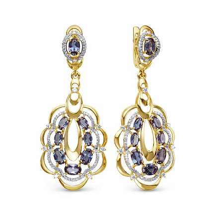 Серьги из желтого золота с бриллиантами