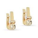 Серьги с английским замком из желтого золота с бриллиантами