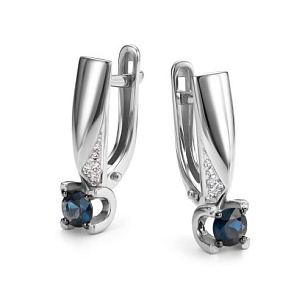 Серьги с английским замком из белого золота с бриллиантом