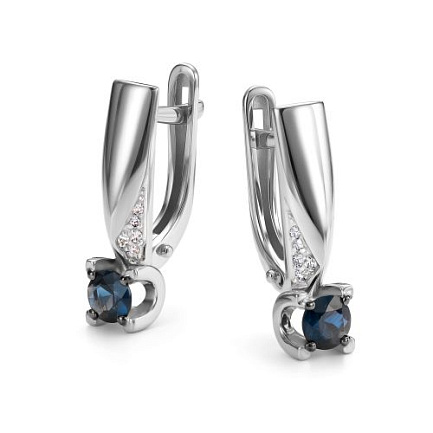 Серьги с английским замком из белого золота с бриллиантами