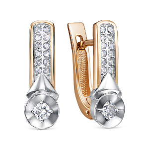 Серьги с английским замком из красного золота с бриллиантами