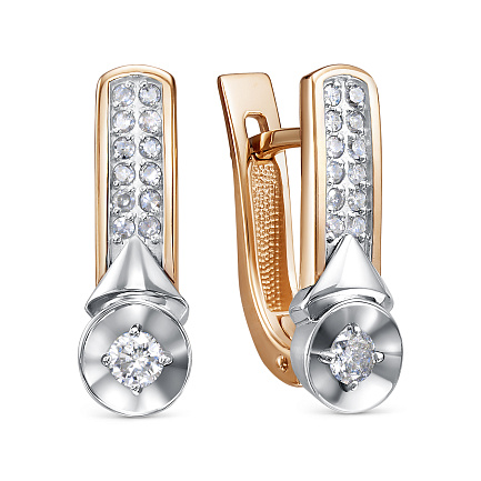 Серьги с английским замком из красного золота с бриллиантами