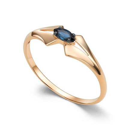 Кольцо из красного золота с сапфиром