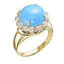 Кольцо из желтого золота с бриллиантами, бирюзой