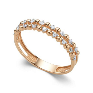 Кольцо из красного золота с бриллиантом