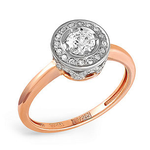 Кольцо из красного золота с бриллиантом