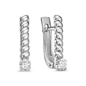 Серьги с английским замком из белого золота с бриллиантами