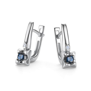 Серьги с английским замком из белого золота с бриллиантом