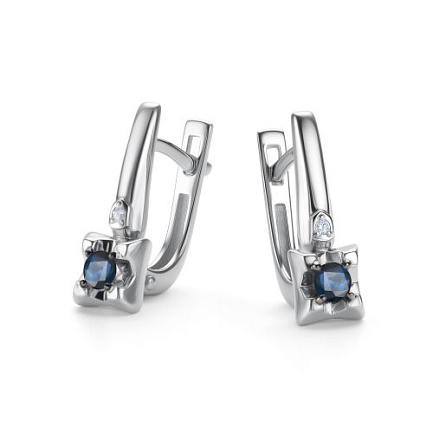 Серьги с английским замком из белого золота с бриллиантами