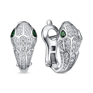 Серьги с английским замком из серебра с фианитом