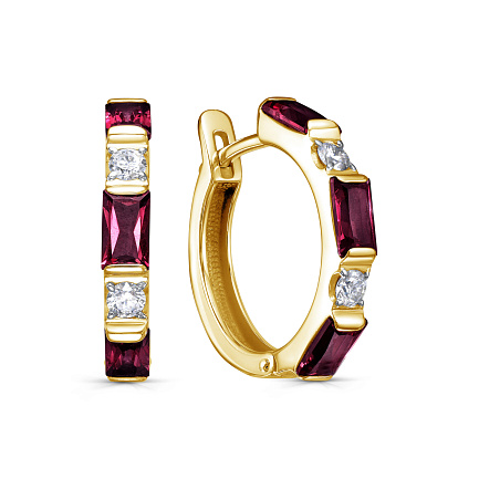 Серьги с английским замком из желтого золота с бриллиантами