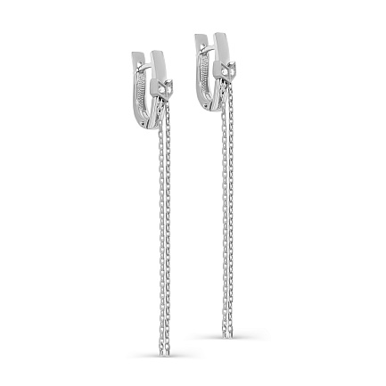 Серьги с английским замком из белого золота с бриллиантами