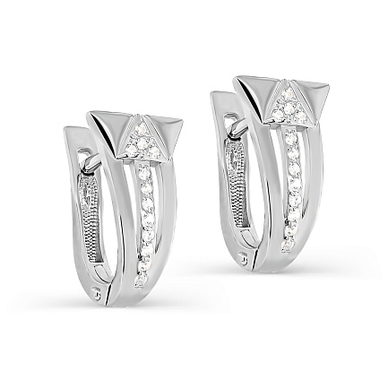 Серьги с английским замком из серебра с фианитами