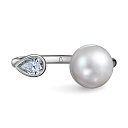 Кольцо из белого золота с бриллиантом, жемчугом