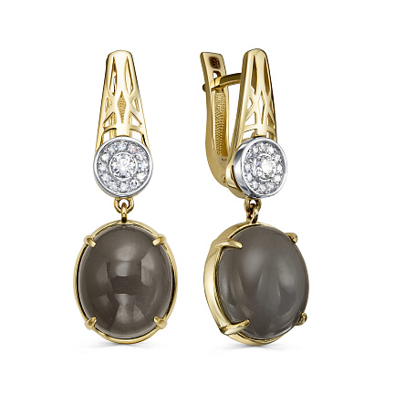 Серьги с английским замком из желтого золота с бриллиантами