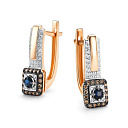 Серьги с английским замком из красного золота с бриллиантами