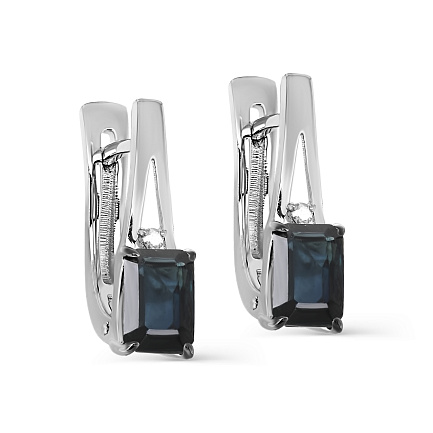 Серьги с английским замком из белого золота с бриллиантами