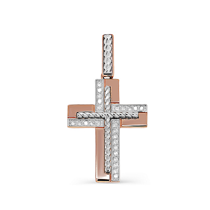 Крест из красного золота с бриллиантами
