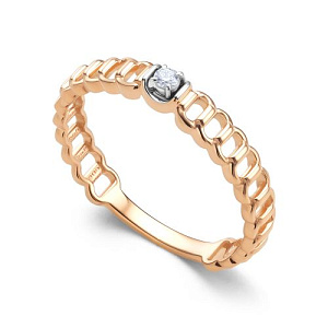 Кольцо из красного золота с бриллиантом