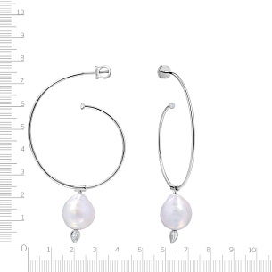 Пусеты из белого золота с жемчугом, бриллиантами