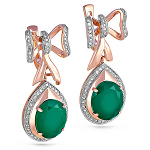 Серьги с английским замком из красного золота с бриллиантами