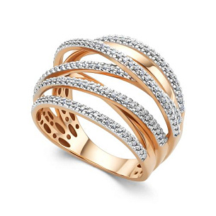 Кольцо из красного золота с бриллиантом