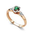 Кольцо из красного золота с бриллиантами, изумрудом