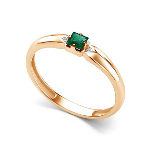 Кольцо из красного золота с бриллиантом