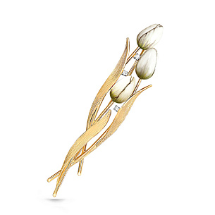 Брошь из желтого золота с бриллиантами