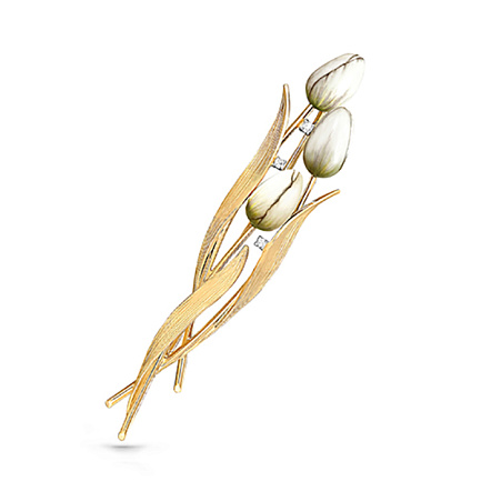 Брошь из желтого золота с бриллиантами