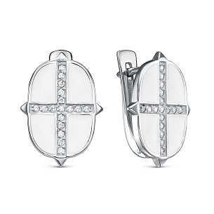 Серьги с английским замком из серебра с фианитом