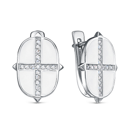 Серьги с английским замком из серебра с фианитами