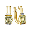 Серьги с английским замком из желтого золота с бриллиантами