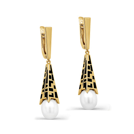 Серьги с английским замком из серебра с жемчугом