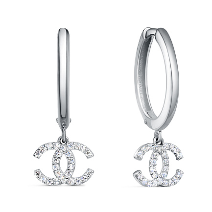 Серьги из серебра с фианитами