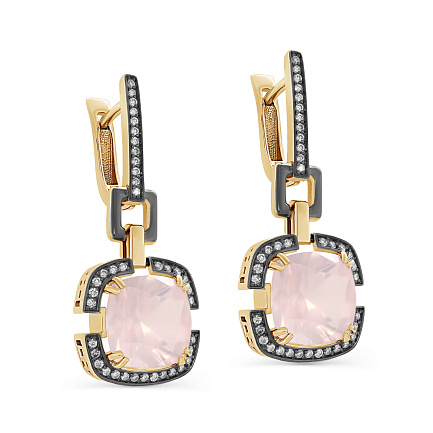 Серьги с английским замком из желтого золота с бриллиантами