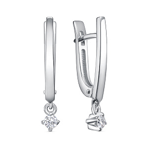 Серьги с английским замком из белого золота с бриллиантами
