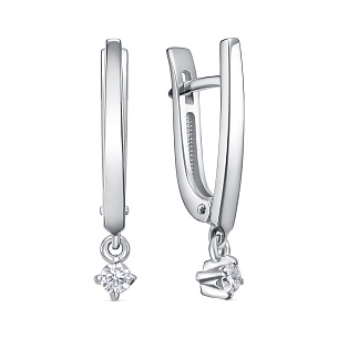Серьги с английским замком из белого золота с бриллиантом