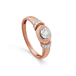 Кольцо из красного золота с бриллиантом