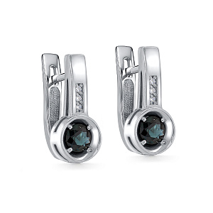 Серьги с английским замком из белого золота с бриллиантами