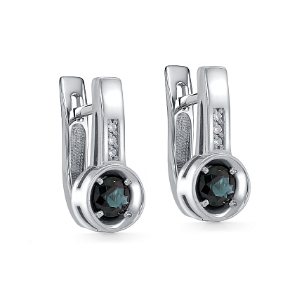 Серьги с английским замком из белого золота с бриллиантами