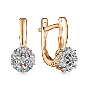 Серьги с английским замком из красного золота с бриллиантами