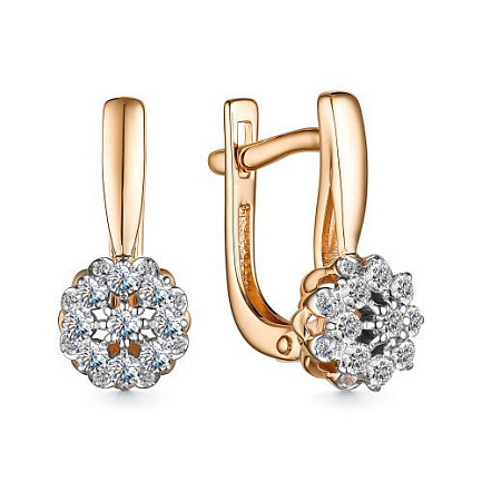 Серьги с английским замком из красного золота с бриллиантами