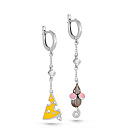 Серьги с английским замком из серебра с фианитами