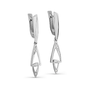 Серьги с английским замком из серебра с фианитом