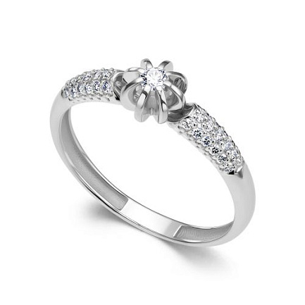 Кольцо из белого золота с бриллиантами