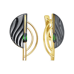 Серьги с английским замком из серебра с фианитом