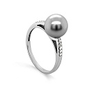 Кольцо из белого золота с бриллиантами, жемчугом